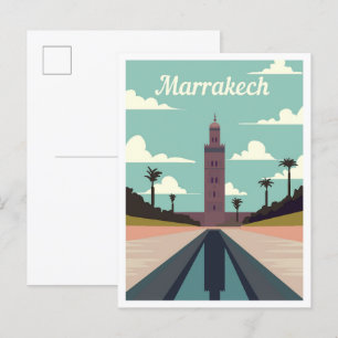 Marrakech Marokko Kunst Reise Illustration Postkarte