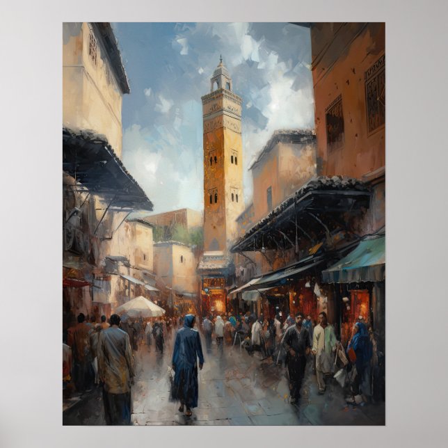 Marrakech Marokko Malerei Art Print Poster (Vorne)