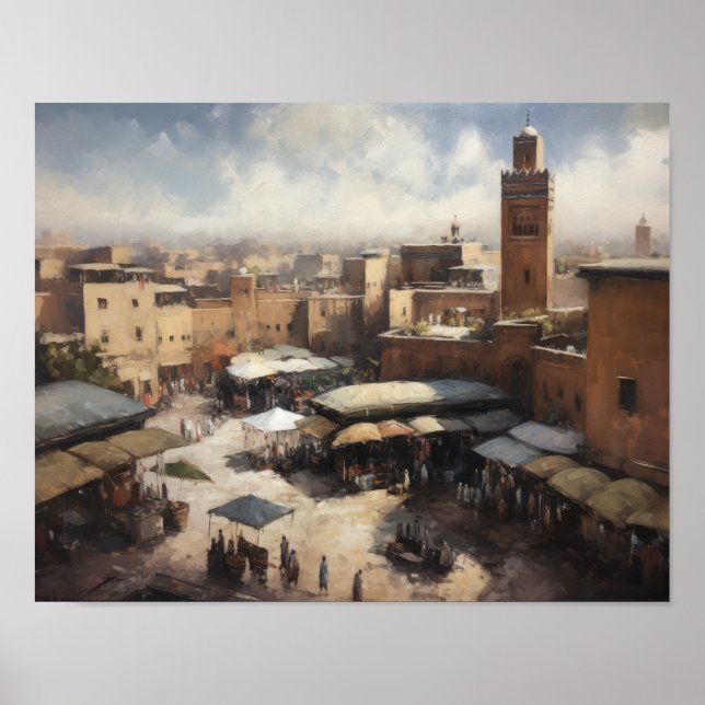 Marrakech Marokko Malerei Art Print Poster (Vorne)