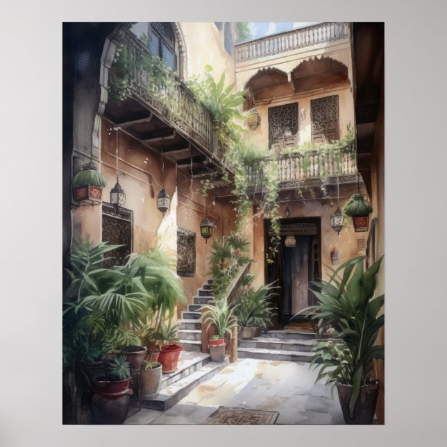 Marrakech Marokko Malerei Art Print Poster (Vorne)