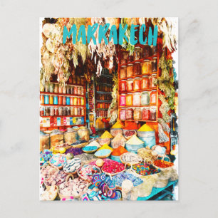 Marrakech Marokko Markt Bazaar Postkarte