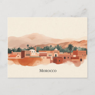 Marrakech, Marokko Minimalistischer Boho-Reise Postkarte