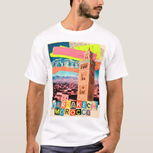 Marrakech Marokko Reise Koutoubia Vintage Skyline T-Shirt