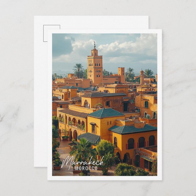 Marrakech Marokko Stadtrundgang schöner Ort Postkarte (Vorne/Hinten)