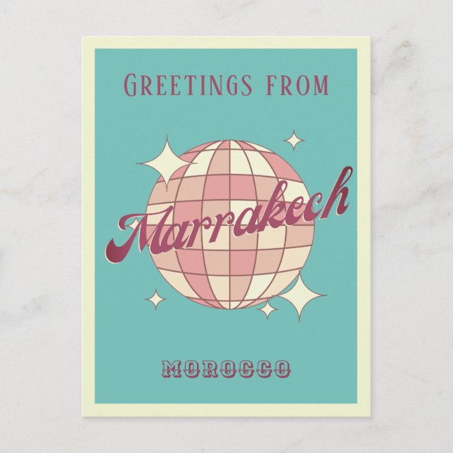 Marrakech Marokko Urlaub Retro Postcard Postkarte (Vorderseite)
