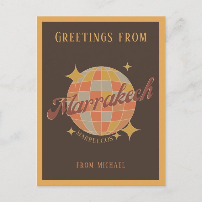 Marrakech Marokko Vintag Retro Postkarte (Vorderseite)