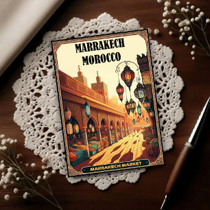 Marrakech Marokko Vintage-Markt-Reise Postkarte