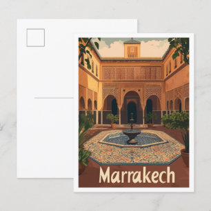 Marrakech Marokko Vintage-Reiseillustration Postkarte
