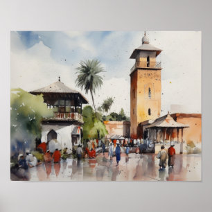 Marrakech Marokko Wasserfarben-Kunstposter Poster