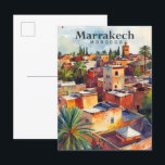 Marrakech Marokko Wasserfarbenmalerei Reisen Postkarte<br><div class="desc">Marrakech Marokko Aquarellbilder Reisen Illustration</div>