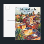 Marrakech Marokko Wasserfarbenmalerei Reisen Postkarte<br><div class="desc">Marrakech Marokko Aquarellbilder Reisen Illustration</div>