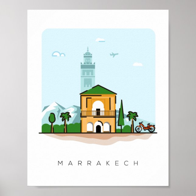 Marrakech Morocco illustration travel poster  (Vorne)