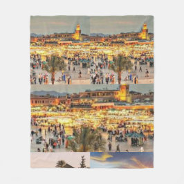 Marrakech Nachtmarkt – Jemaa el-Fnaa-Platz Marokko Fleecedecke