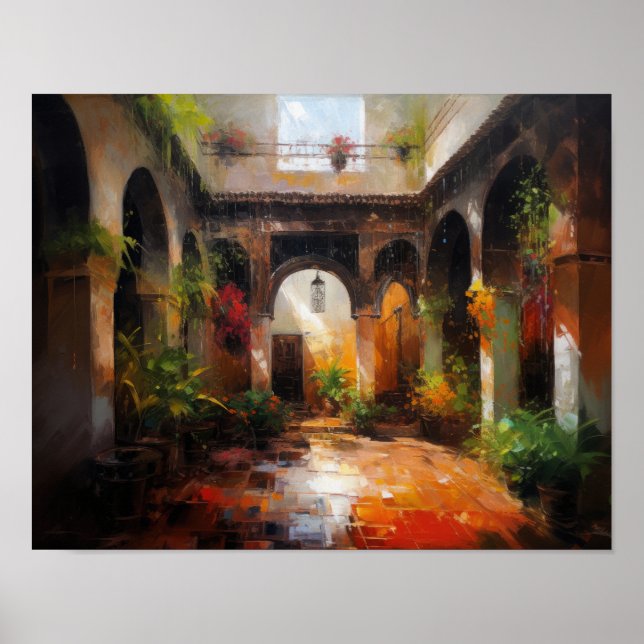 Marrakech Riad Marokko Malerei Art Print Poster (Vorne)