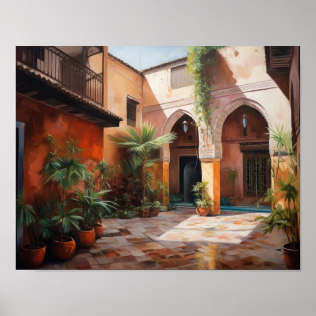Marrakech Riad Marokko Malerei Art Print Poster (Vorne)