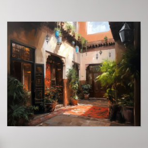Marrakech Riad Marokko Malerei Art Print Poster