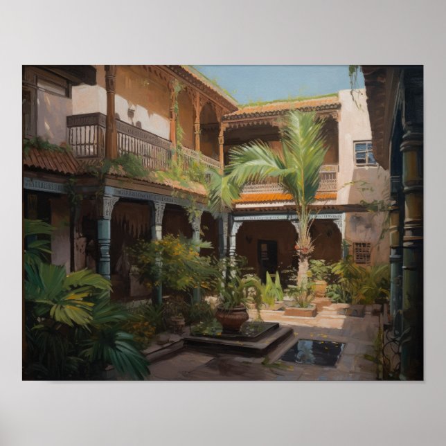 Marrakech Riad Marokko Malerei Art Print Poster (Vorne)
