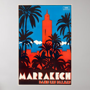 Marrakesch-Druck marokkanische Kunst Marokko Reise Poster