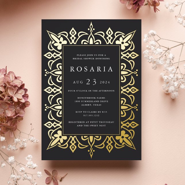 Marrakesch | Elegantes Brautparty Black & Gold Folieneinladung (Von Creator hochgeladen)