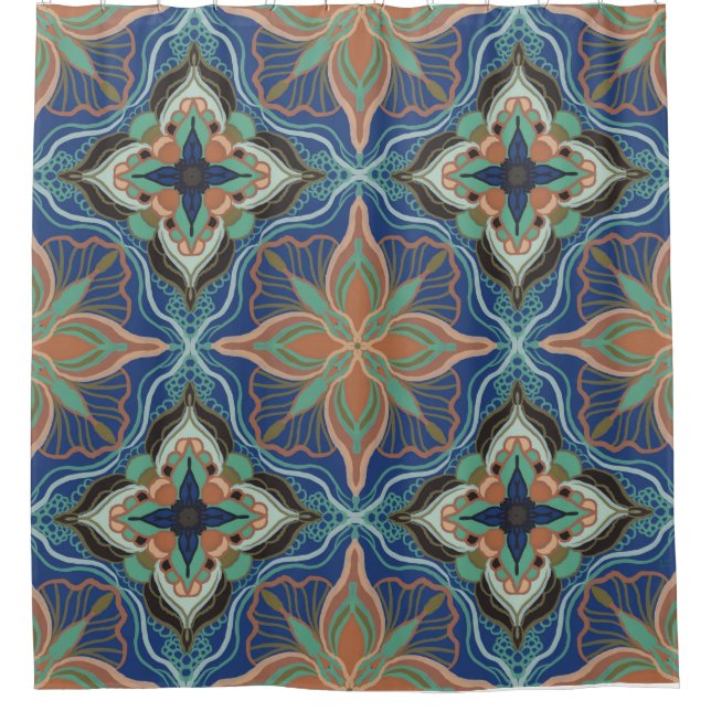 Marrakesch Floral Tile Duschvorhang (Vorderseite)
