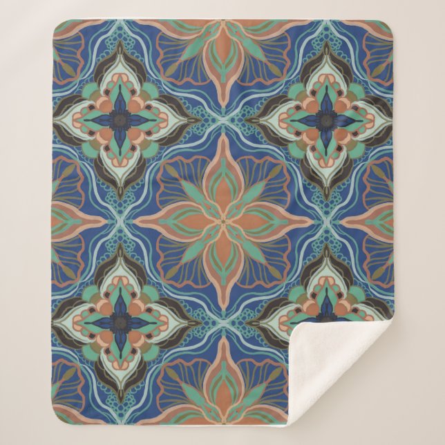 Marrakesch Floral Tile Sherpadecke (Vorderseite)