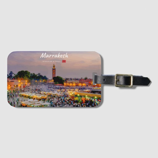 Marrakesch, Marokko - Djemaa el Fnaa-Platz Gepäckanhänger (Vorderseite (Horizontal))