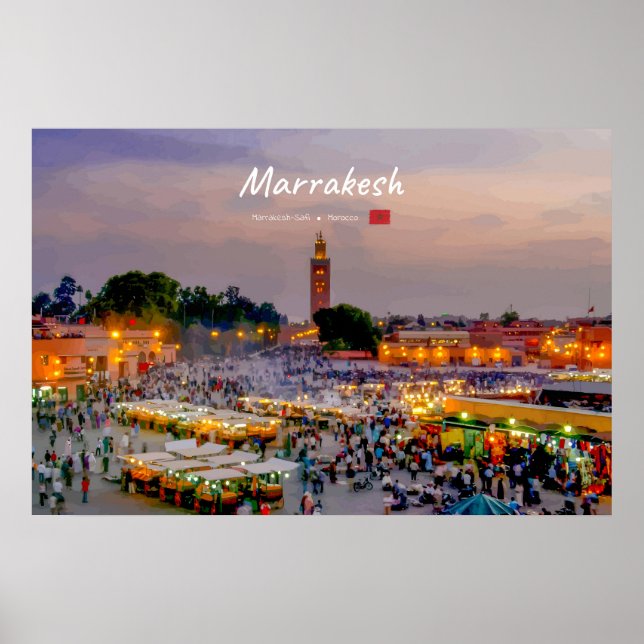 Marrakesch, Marokko - Djemaa el Fnaa-Platz Poster (Vorne)