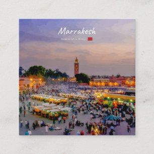 Marrakesch, Marokko - Djemaa el Fnaa-Platz Quadratische Visitenkarte
