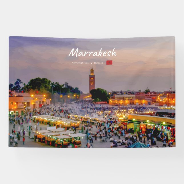 Marrakesch, Marokko - Jemaa el Fnaa Platz Banner (Horizontal)