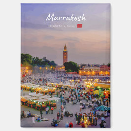 Marrakesch, Marokko - Jemaa el Fnaa Platz Panorama Magnet
