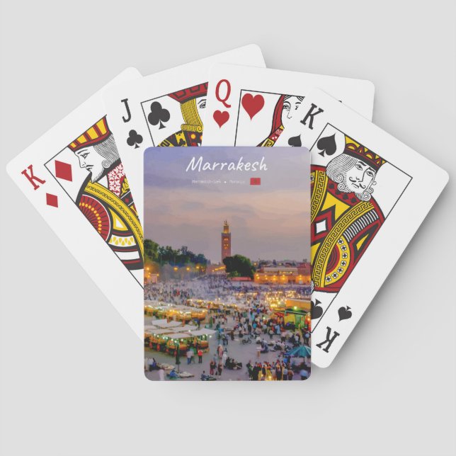 Marrakesch, Marokko - Jemaa el Fnaa Platz Spielkarten (Rückseite)