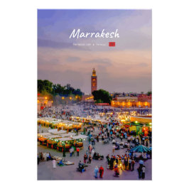 Marrakesch, Marokko - Platz Jemaa el Fnaa Fotodruck