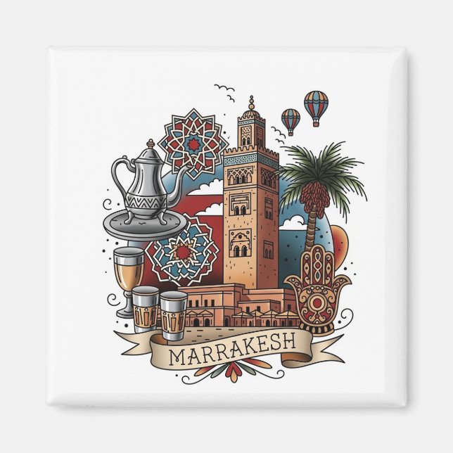 Marrakesch Marokko Reise Magnet (Vorne)
