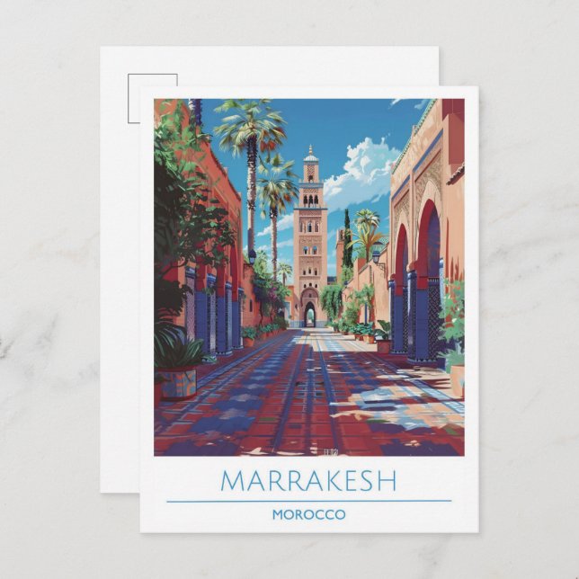 Marrakesch Marokko Reisen Postkarte (Vorne/Hinten)