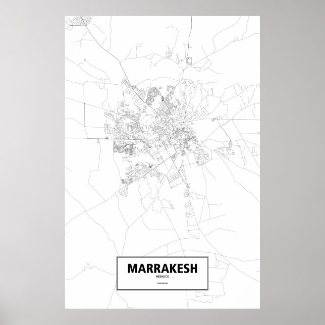 Marrakesch, Marokko (schwarz auf weiß) Poster (Vorne)