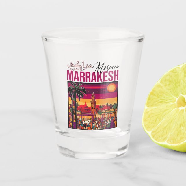 Marrakesch Marokko Souvenir Tourismus Reisegewerbe Schnapsglas (Vorderseite)
