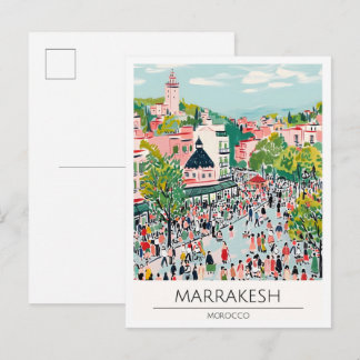 Marrakesch Marokko Vintage-Kunstillustration Reise Postkarte