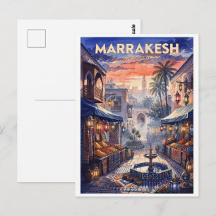 Marrakesch Marokko Vintage Reise Postkarte