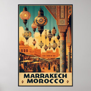 Marrakesch Marokko Vintages Marktplaner Poster