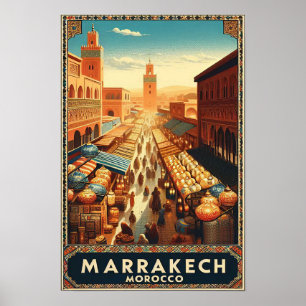 Marrakesch Marokko Vintages Marktplaner Poster