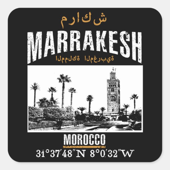 Marrakesch Quadratischer Aufkleber (Vorderseite)