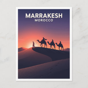 Marrakesh — Blaue Stunde Karawane Silhouette Marok Postkarte