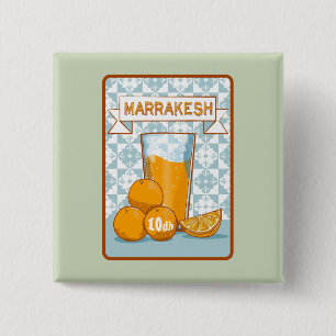 MARRAKESH Orange Juice Retro Poster Button