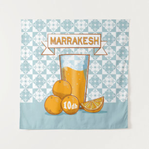 MARRAKESH Orange Juice Retro Poster Wandteppich