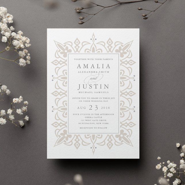 Marrakesh Wedding Invitation | Linen Greige Einladung (Von Creator hochgeladen)