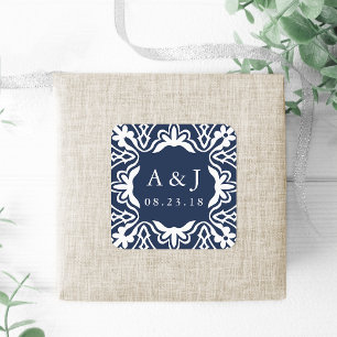 Marrakesh Wedding Monogram Stickers   Marine