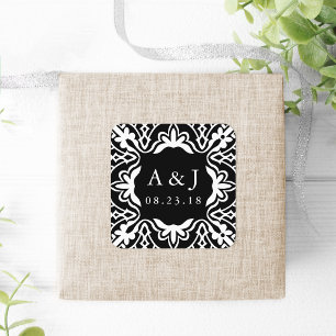 Marrakesh Wedding Monogram Stickers Schwarz