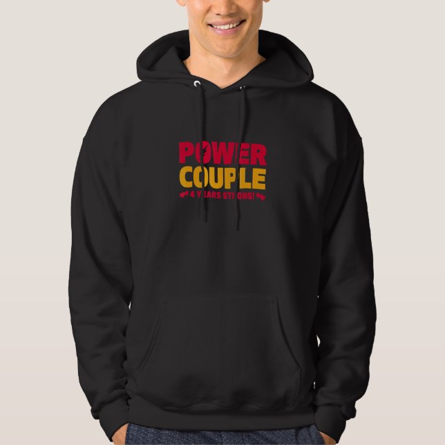 Married 4 Years Power Couple 4th Anniversary Husba Hoodie (Vorderseite)