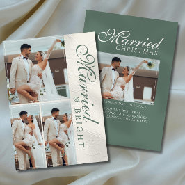 Married and Bright Photo Grid Newlywed Feiertagskarte
