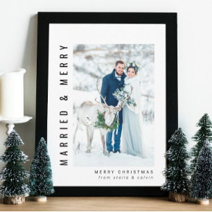 Married and Merry Wedding Photo Feiertagskarte